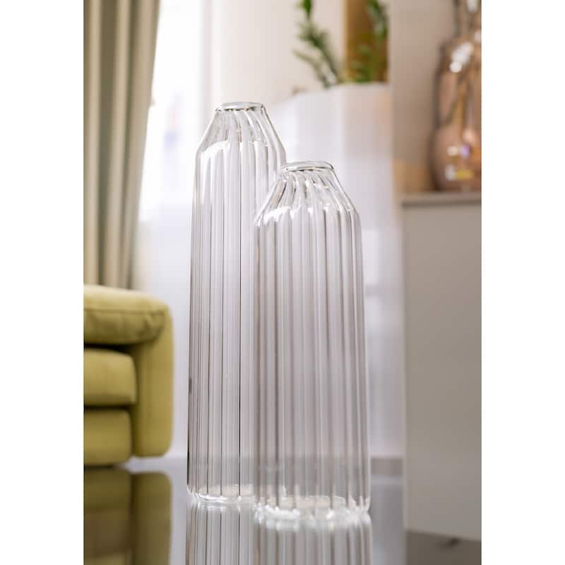 Glass Tabletop Bottle Vase - 14" - Clear
