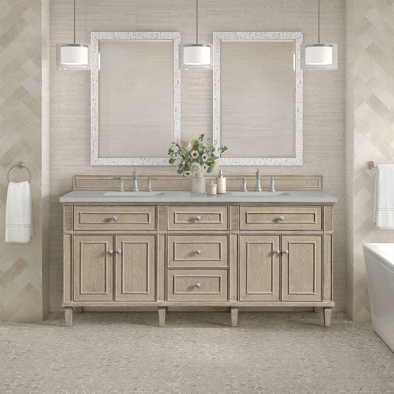 James Martin Vanities Lorelai 72" Double Vanity, Whitewashed Oak
