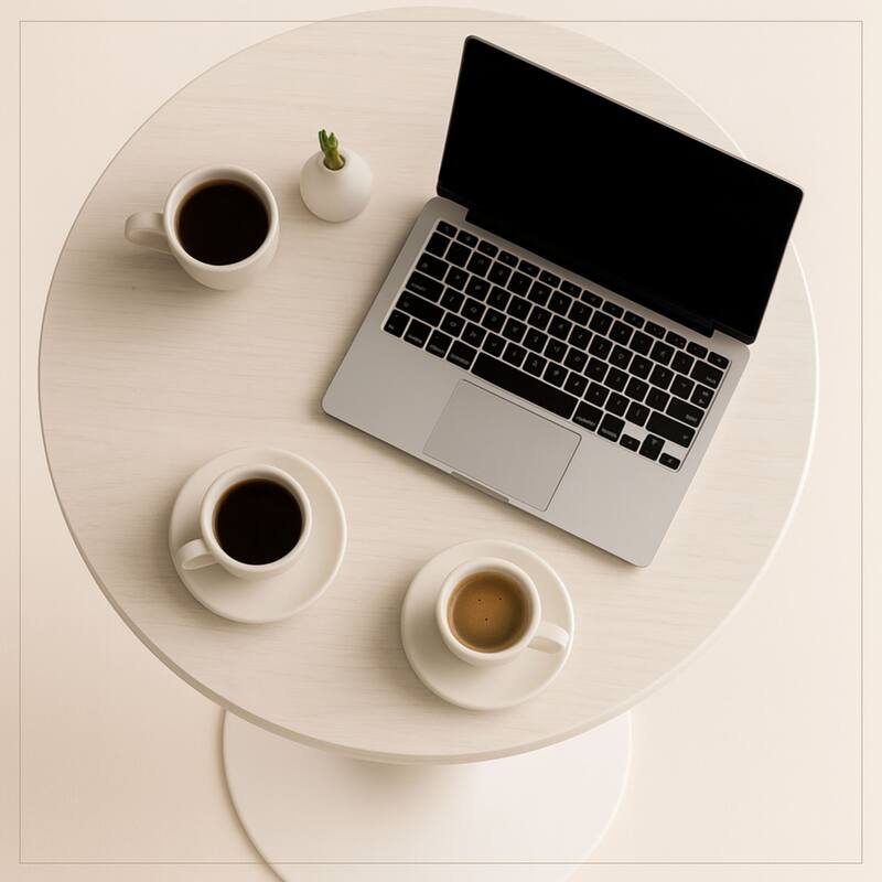 Bristol 27" Round Dining Table with MDF TableTop & White Pedestal Base for Kitchen & Dining Room