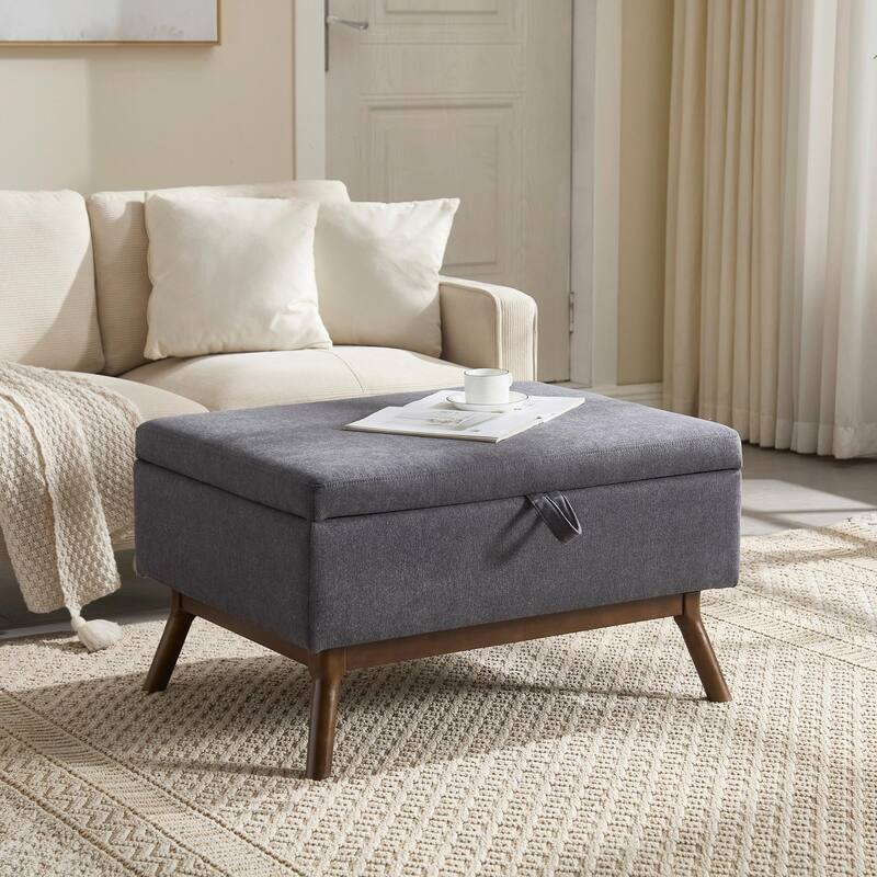 Mid-Century Modern Square Coffee Table with Storage Bench