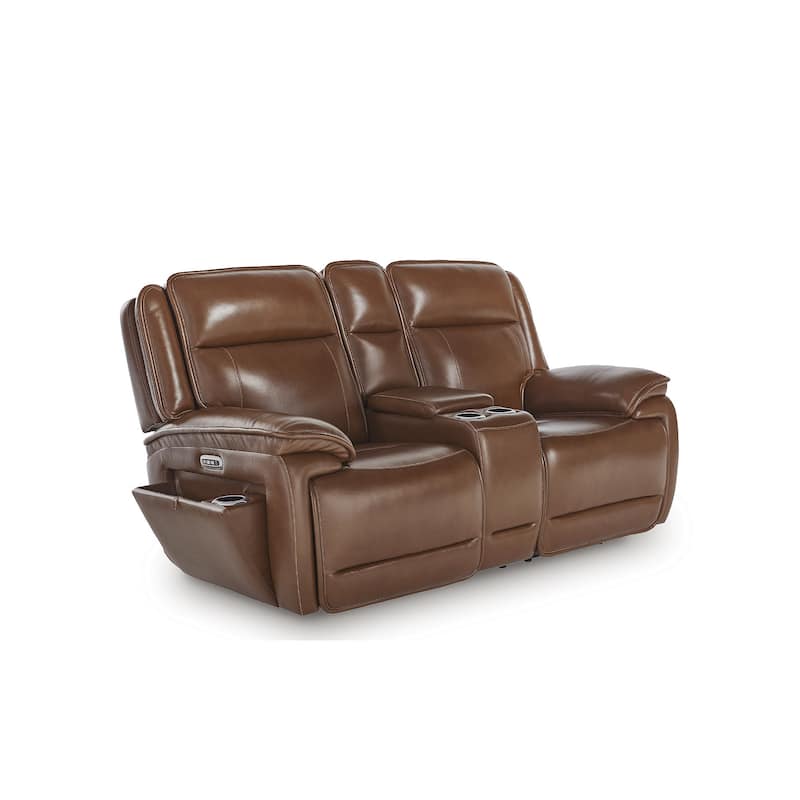 Signature Design by Ashley Healy Pier Brown Power Reclining Loveseat with Console - 78" W x 40" D x 42.25" H