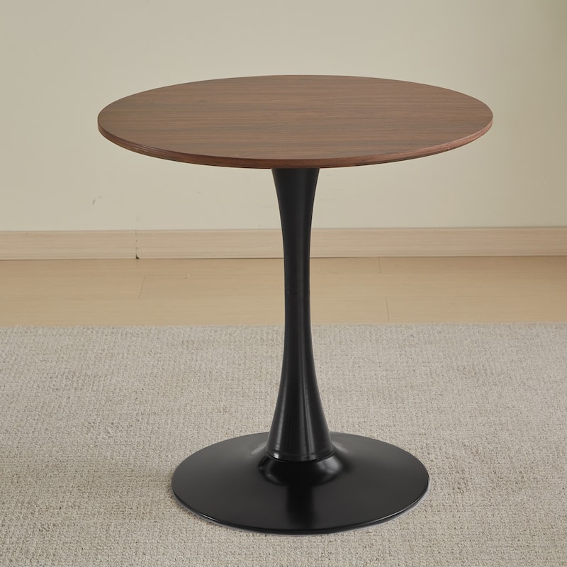 31.5"Round Dining Table For 2-4 People With Walnut Top, Mid-century Walnut Tulip Kitchen Table, Pedestal Table
