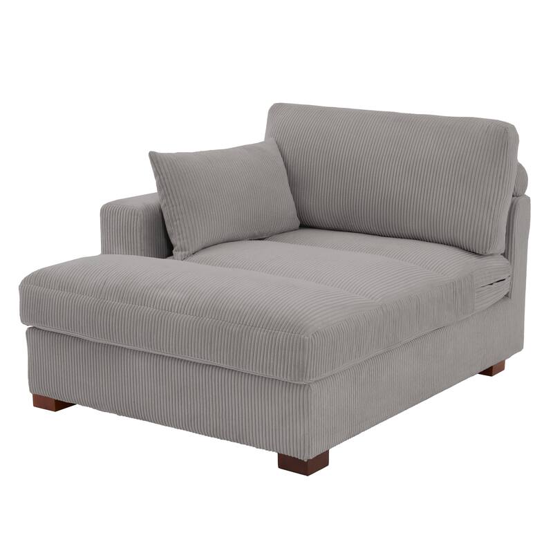 Oversize Corduroy Chaise Lounge Modular Sectional Sofa with Pillow
