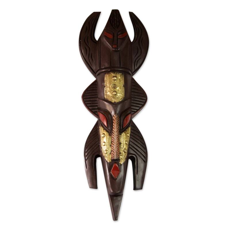 Handmade Clan Power Akan wood mask (Ghana)