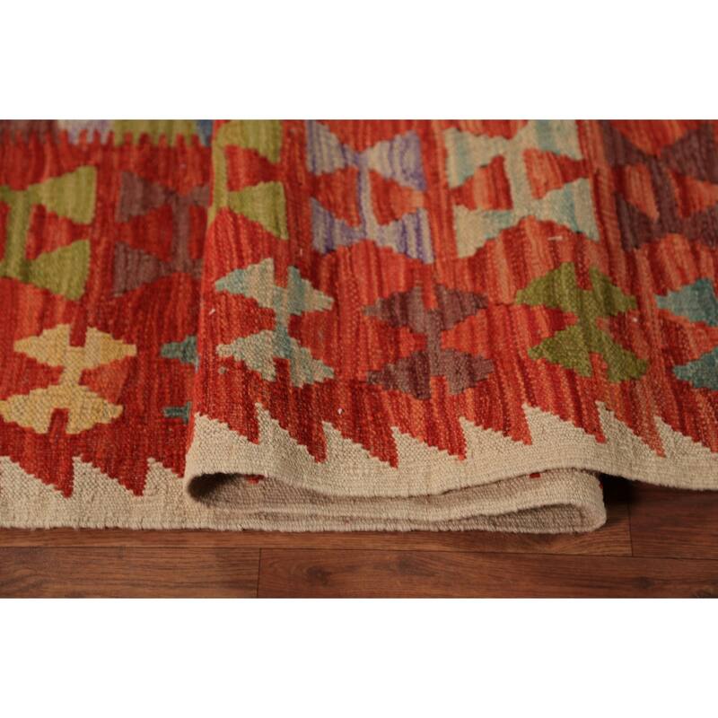 Kilim Oriental Area Rug Flatweave Tribal Multi-Color Wool Carpet - 8'5"x 9'11"