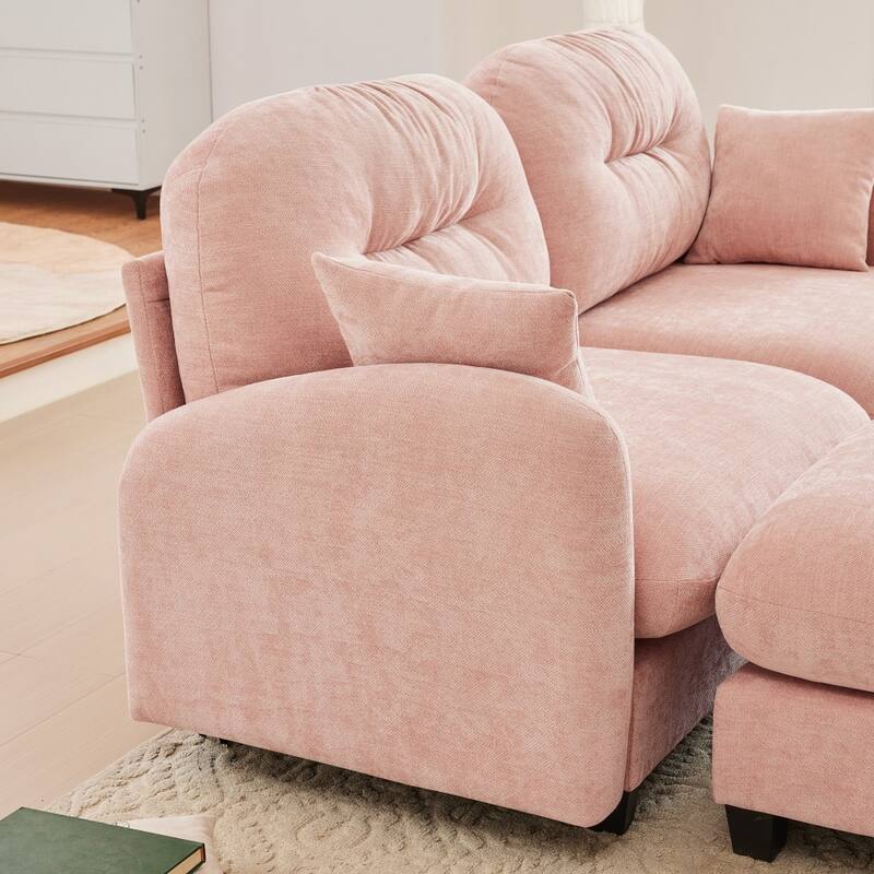 107" Modern Minimalist Modular Free Combination Sectional Sofa with 2 Throw Pillows