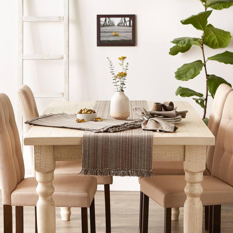 DII Variegated Taupe Fringe Table Runner 13x72