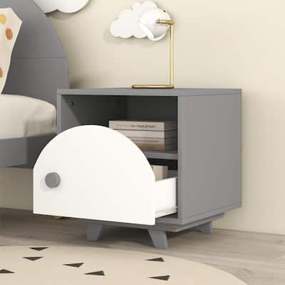 Cute 1-Drawer Wooden Nightstand for Bedroom