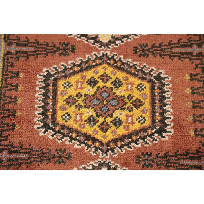 Orange Viss Indian Runner Rug Hand-Knotted Wool Carpet - 2'6" x 8'0"