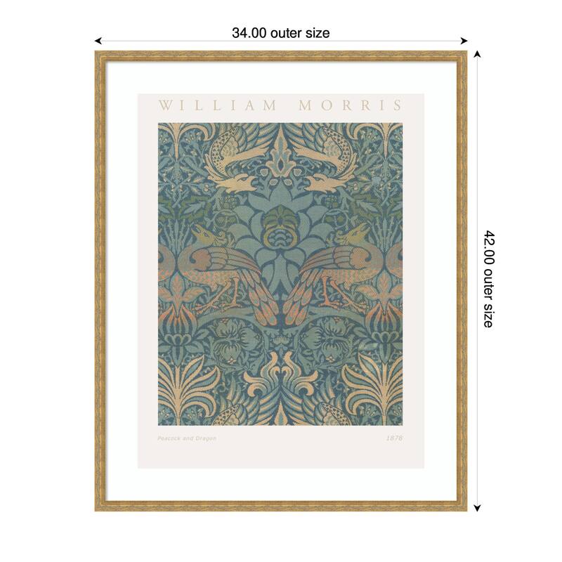 Kate and Laurel Framed Art Poster William Morris Peacock and Dragon 1878 by The Art Institute of Chicago