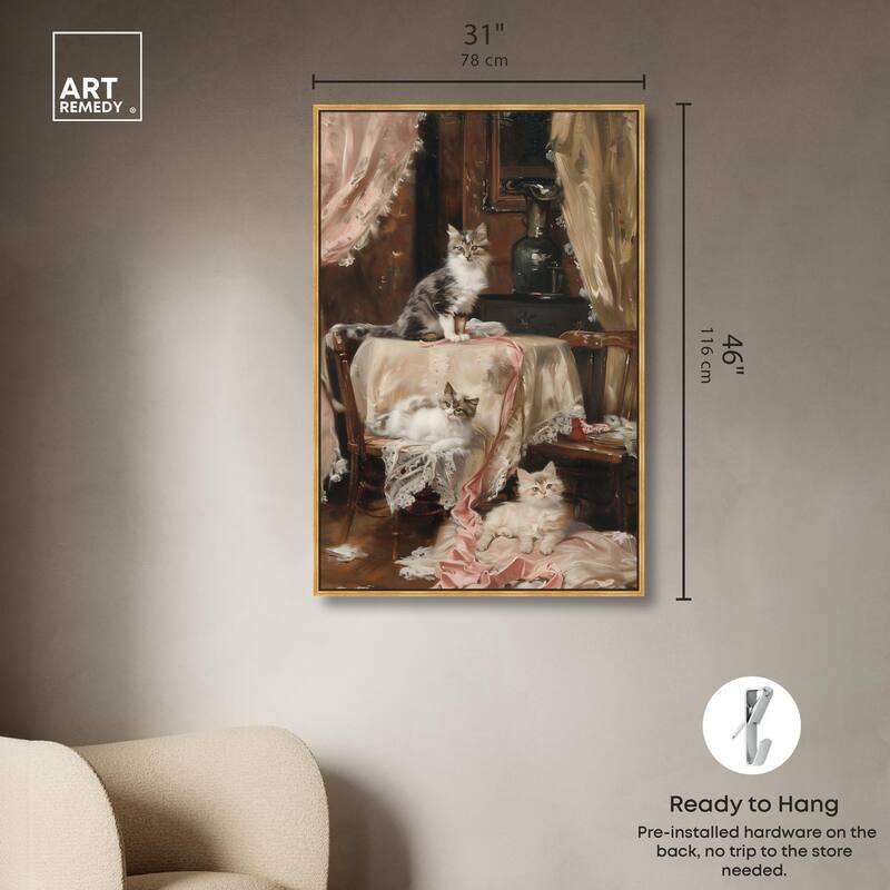 Kittens at the Table Canvas by Art Remedy