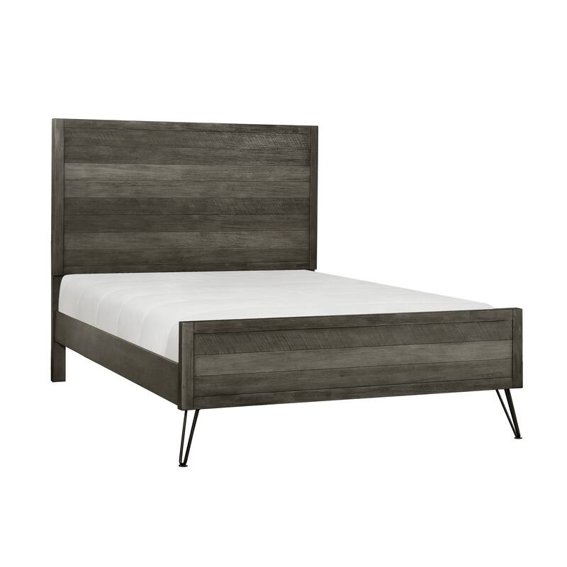 Contemporary 3pc Bedroom Set Bed and 2x Nightstands Gray Finish