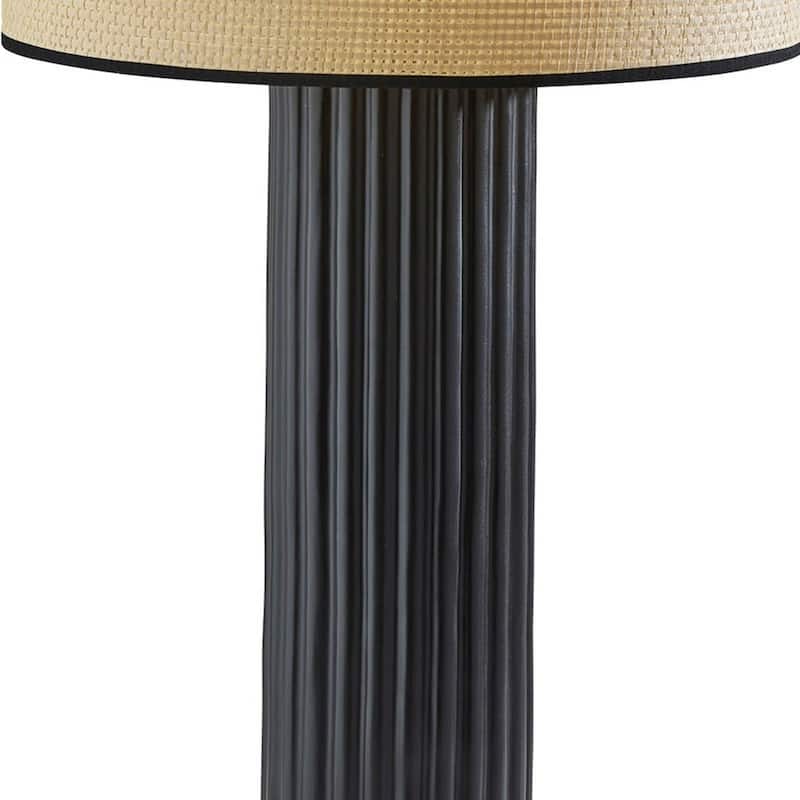HomeRoots 29" Black Ceramic Cylinder Table Lamp With Beige Drum Shade - 15.5