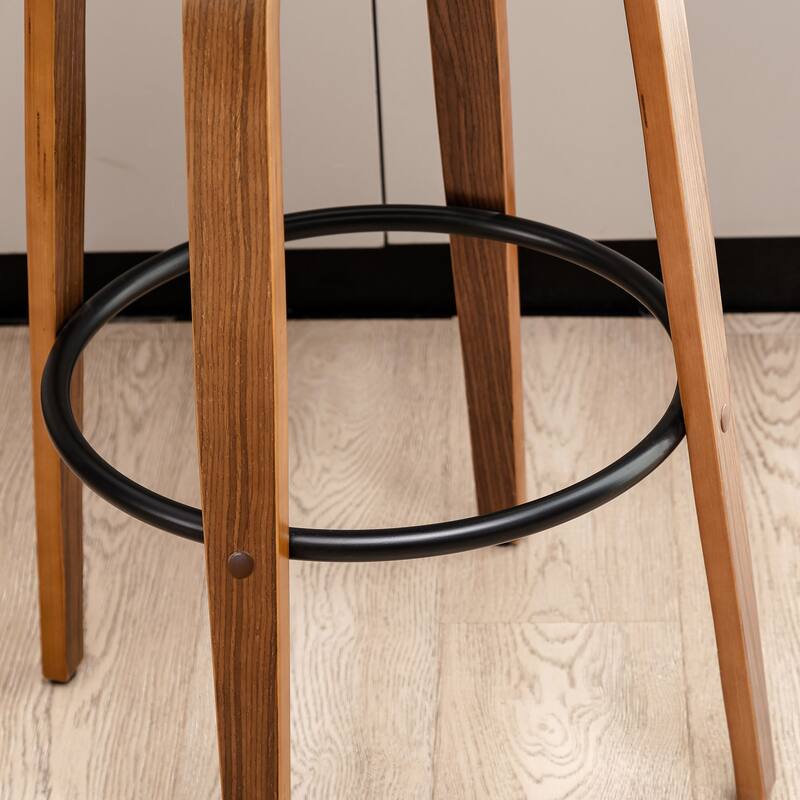 Glitzhome Set of 4 Modern Counter or Bar Height Faux Leather Swivel Pub Stools