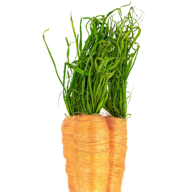 Straw Carrot Easter Decorations - 9"- Orange and Green - Set of 3