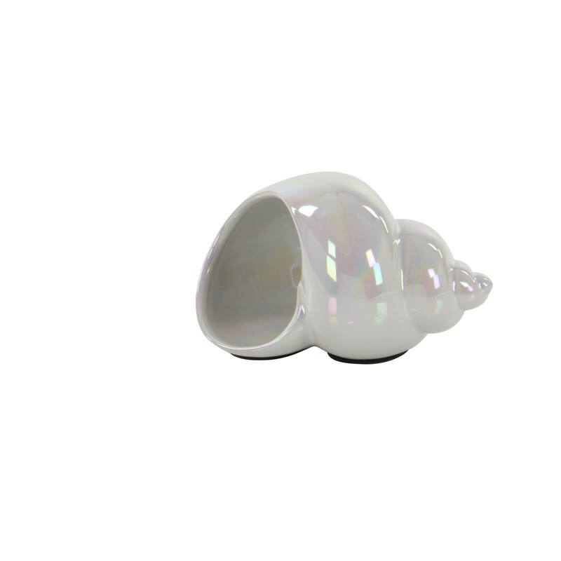 Silver, White or Multi Colored Porcelain Ceramic Shell Shell Decorative Sculpture (Set of 3)