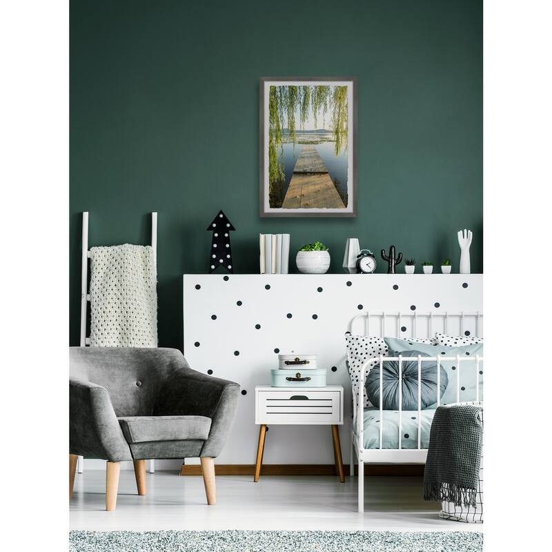 Wooden Plank Bridge Framed Wall Art, Elegant Home Touch - Sophisticated Artwork for Refined Décor