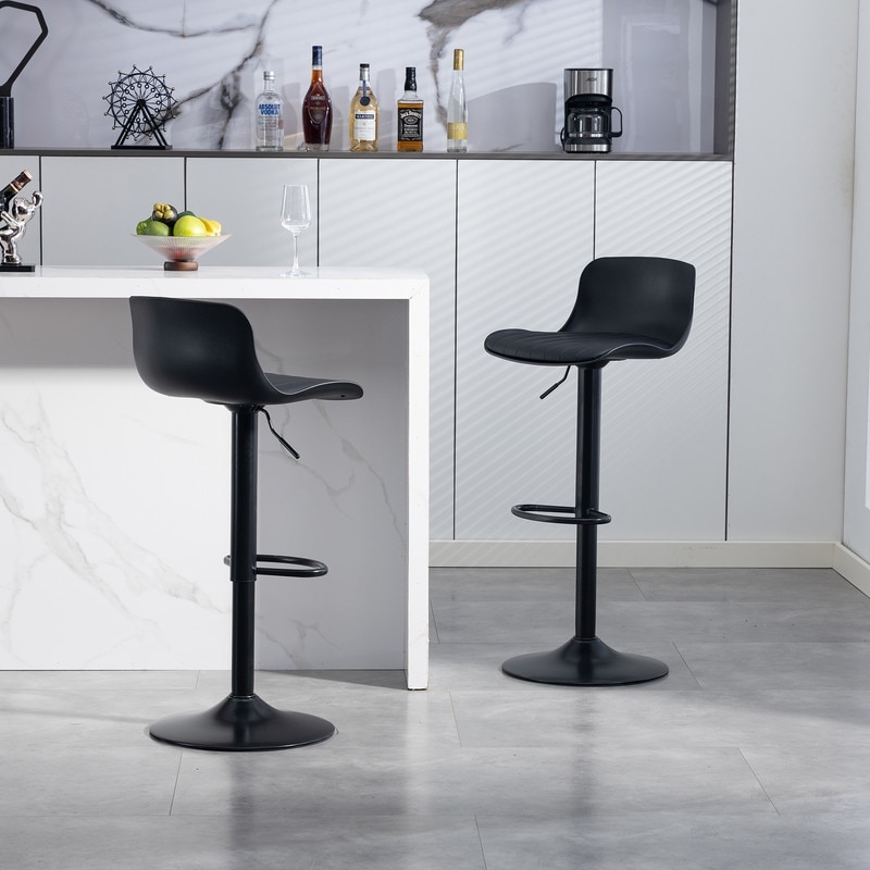 Adjustable Swivel Bar Stools Set of 2 - Modern Counter Height Kitchen Island Chairs with Back Support
