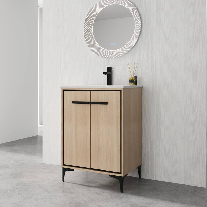 ARTCHIRLY 24/30 Inch Bathroom Vanity with Sink, Freestanding Bathroom Vanity with Soft Close Door and Adjustable Shelf