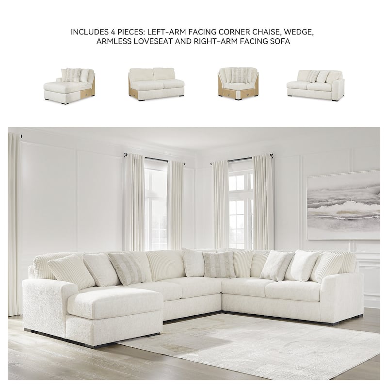 Signature Design by Ashley Chessington Ivory 4-Piece Sectional with Chaise - 152"W x 106"D x 40"H