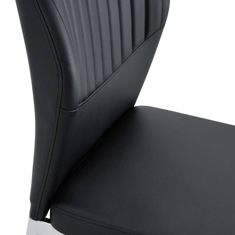 Luxury Simple Chair-Set Of 6 Dining Chair With Metal Leg.The Chair Back Has A Vertical Stripe Design