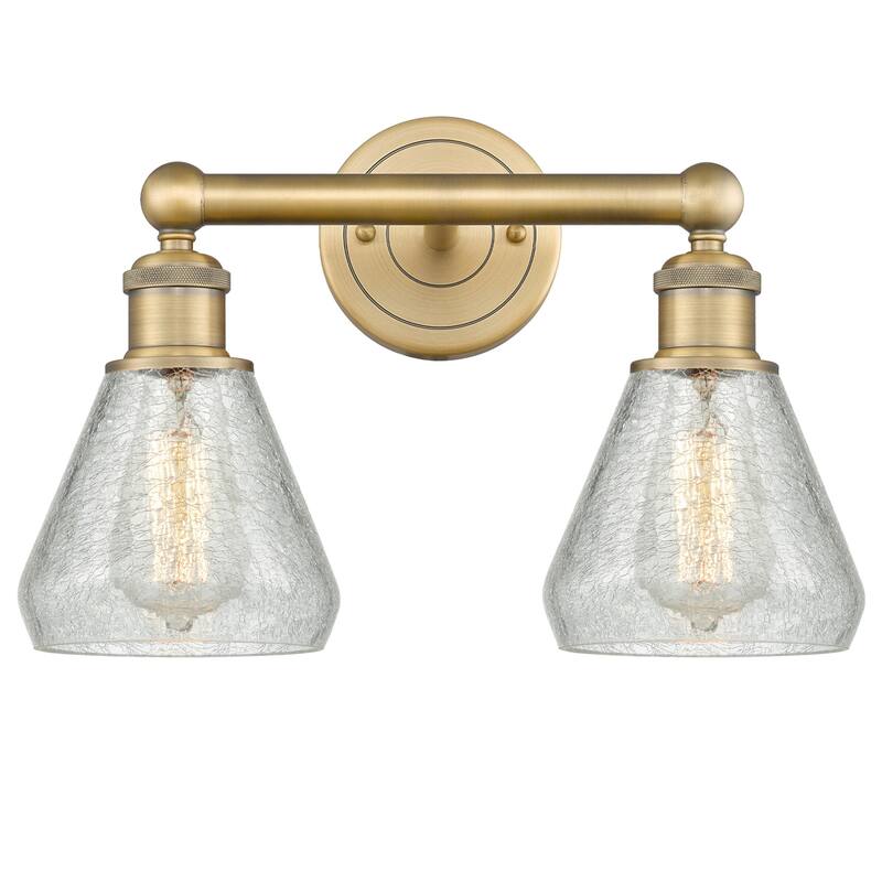 Innovations Lighting 616-2W-13-15 Conesus Vanity Conesus 2 Light 15" - Brushed Brass / Clear Crackle