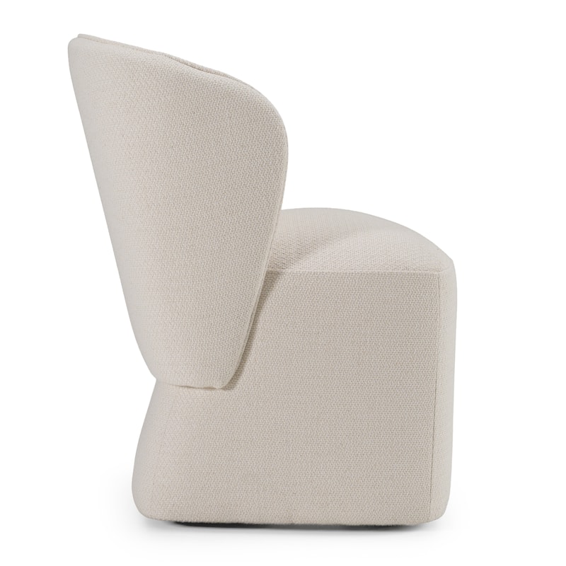 Modrest Souza Modern Beige Fabric Swivel Dining Chair