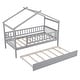 preview thumbnail 16 of 38, Twin Size House Bed with Trundle, Wooden Playhouse Kids Bed Frame with Roof and Fence, Montessori Style Bed