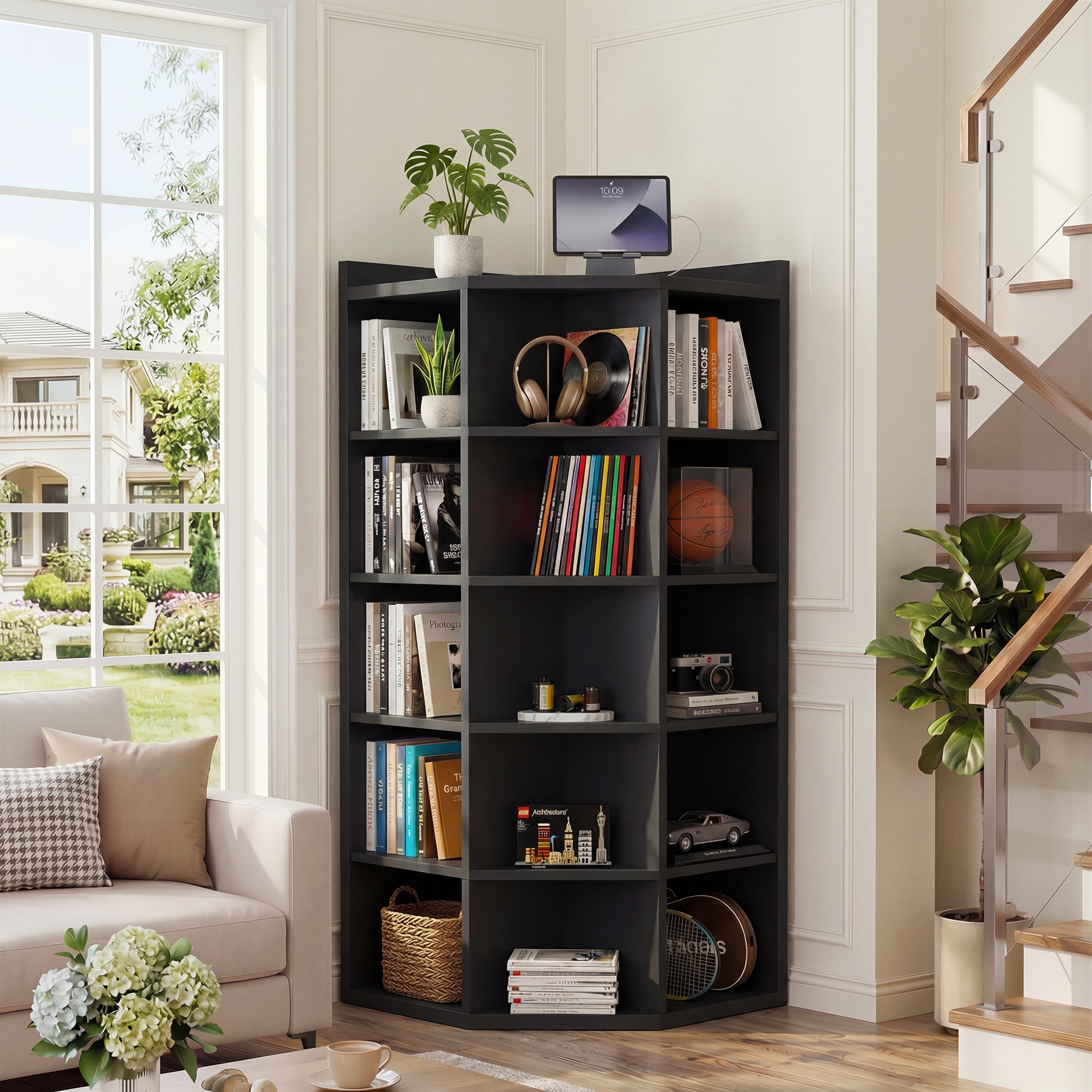 Corner-Bookshelf-with-Charging