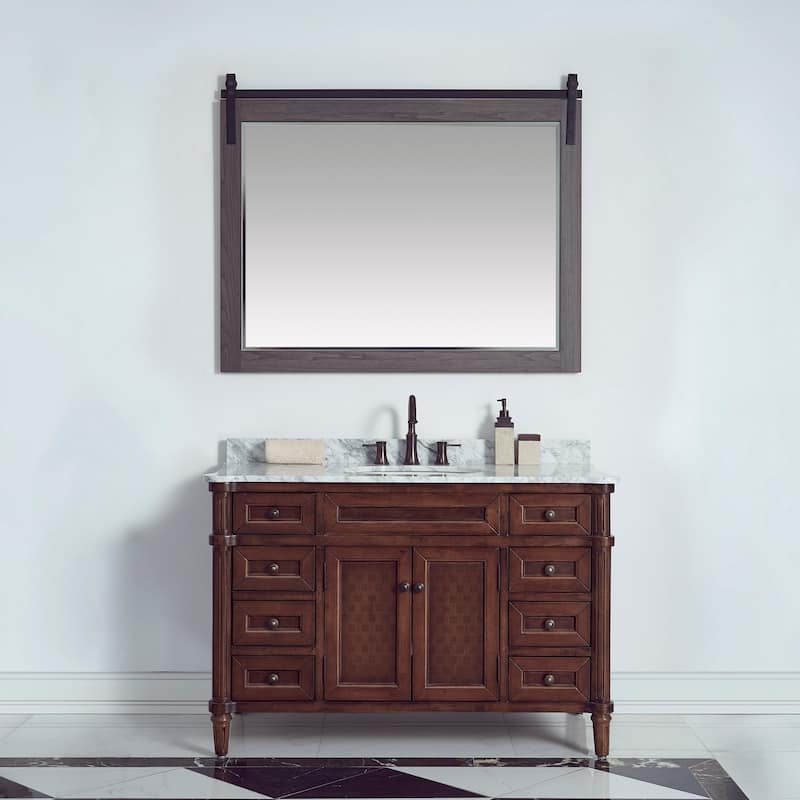 Cortes 48" Bathroom Vanity Barndoor Wall Mirror in Oak