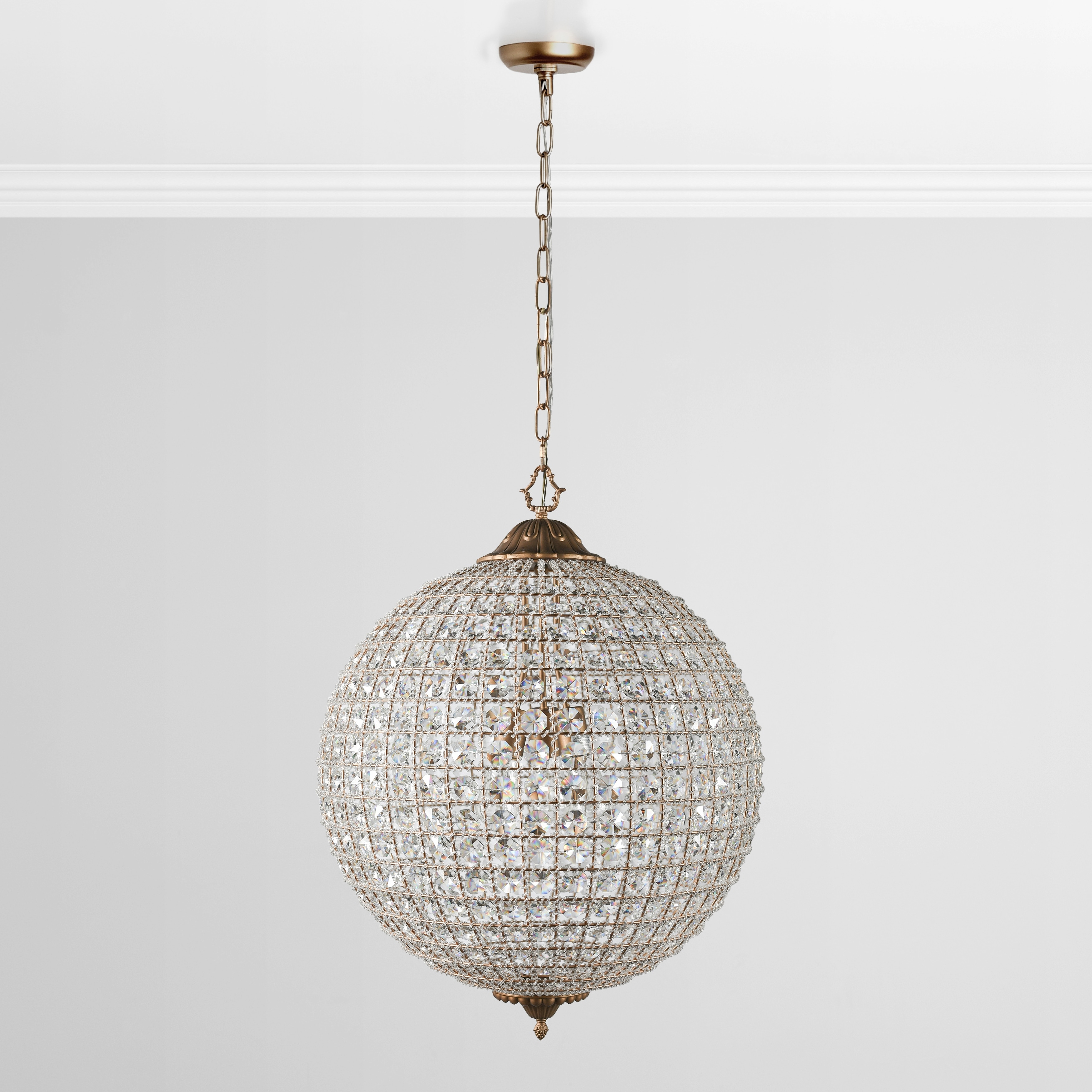 Large globe chandelier with crystals on sale