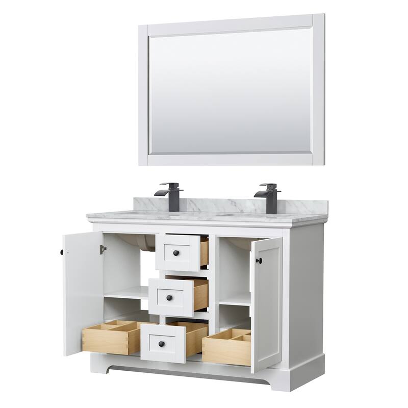 Avery 48-Inch Double Vanity Set with Square Sinks, 46-Inch Mirror