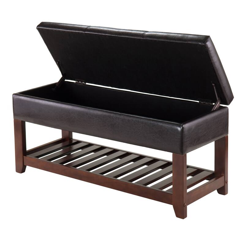 Monza Storage Chest Bench, Espresso and Walnut - 42.52"W x 15.75"D x 20.47"