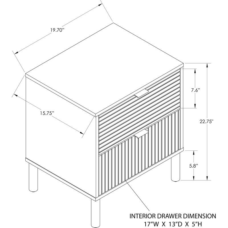 Merk Brown Nightstand 2 Drawers