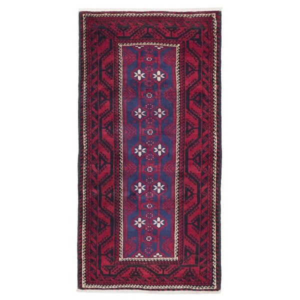 ECARPETGALLERY Hand-knotted Baluch Red Wool Rug - 3'8 x 7'6 - Bed