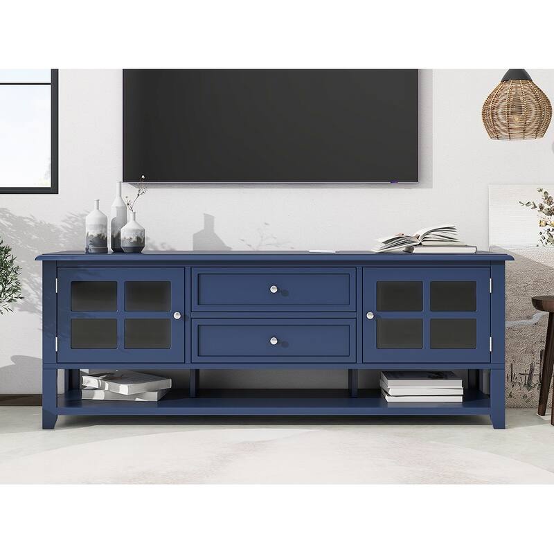 Modern TV Cabinet for 60" TVs with Silent Magnetic Doors - Media Console with Ample Storage