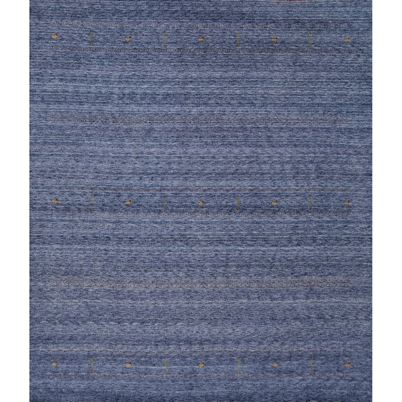 Hand Knotted Oriental 100% Wool Carpet Tribal Animal Pictorial Navy Blue & Blues Gabbeh Area Rug - 9' 10'' X 9' 10''
