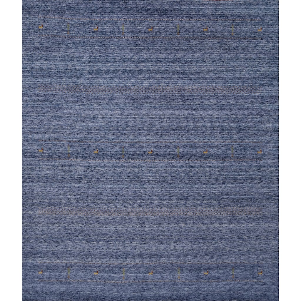 Hand Knotted Oriental 100% Wool Carpet Tribal Animal Pictorial Navy Blue & Blues Gabbeh Area Rug - 9' 10'' X 9' 10''