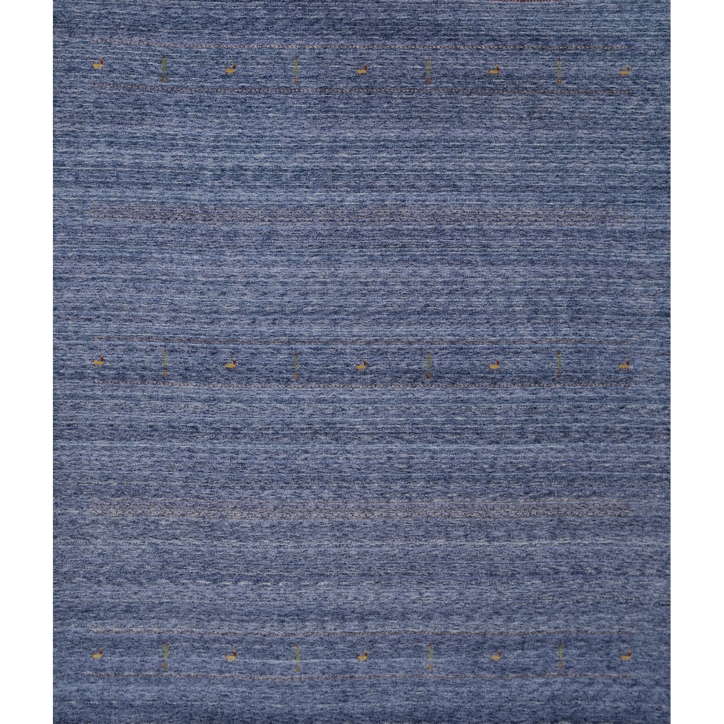 Hand Knotted Oriental 100% Wool Carpet Tribal Animal Pictorial Navy Blue & Blues Gabbeh Area Rug - 9' 10'' X 9' 10''