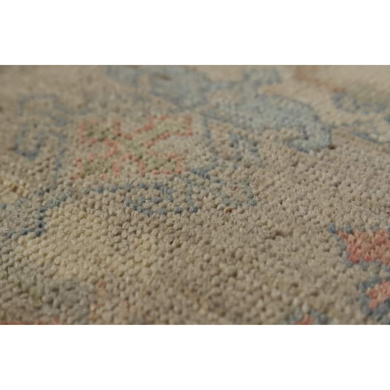 Hand Knotted Oriental 100% Wool Carpet Transitional All-Over Beige & Ivories Oushak Area Rug - 9' 3'' X 6' 2''