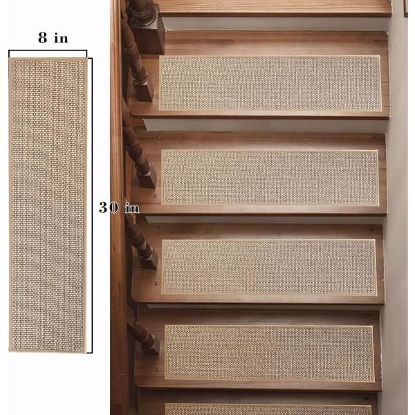 4-Pack Non-Slip Stair Treads For Wood Steps - 8"x30", Peel & Stick Carpet (Blue)