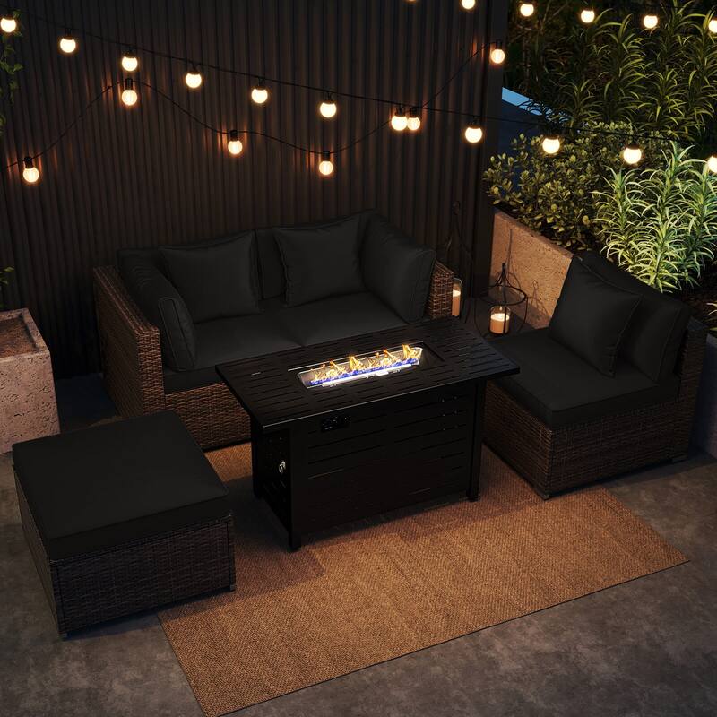 Costway 5 PCS Patio Furniture Set Heavy-duty Frame Rattan Sofa Set - See Details