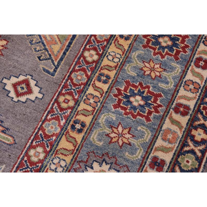 Bohemian Kazak Iris Gray/Light Blue Wool Rug - 8'4'' x 9'8''