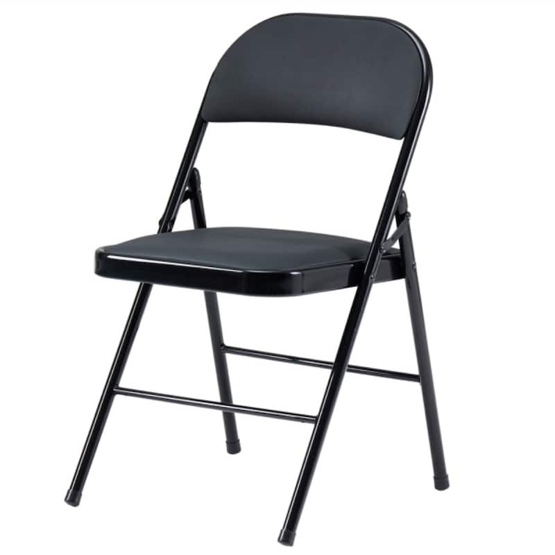 4pcs Elegant Foldable Iron & PVC Chairs for Convention & Exhibition Black - 15.75"L x 17.72"W x 30.71"H
