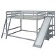 preview thumbnail 7 of 28, Grey Full Over Full Bunk Bed with Slide and Shelves, Safe and Space-Saving Design