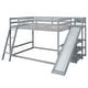 preview thumbnail 7 of 13, Modern Full over Full Wooden Bunk Bed Kids Bed with Ladder,Slide,Full-length Guardrail and Shelves