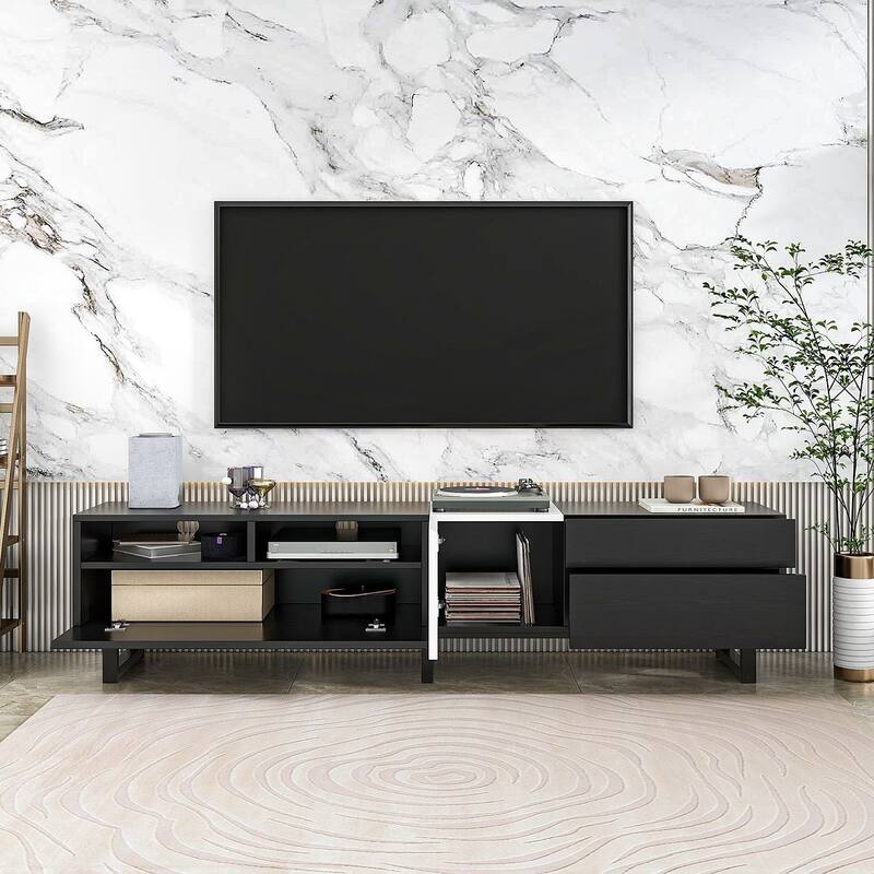 70.90'' Modern TV Stand with Drop Down Door
