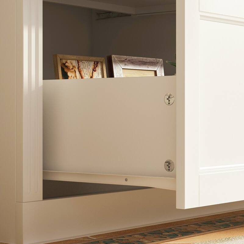78.7" Combo Buffet Bookcase Storage Cabinet Glass Bookshelf Display