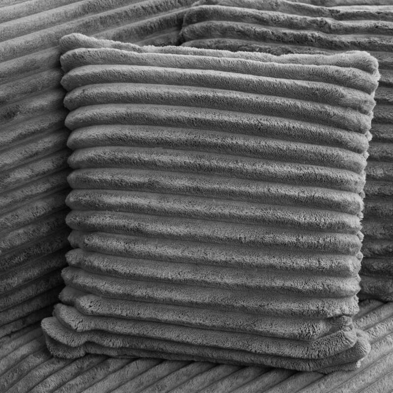 Oversized Fan-shaped Corduroy Couch, 2-piece Sectional Sofa with 4 & 8 Throw Pillows