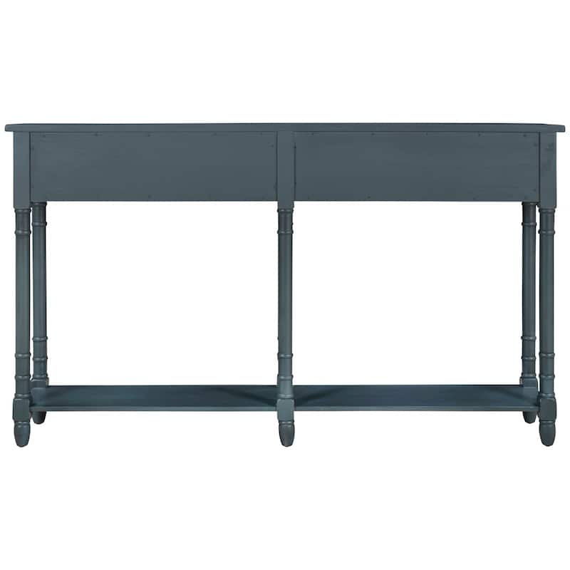 Solid Wooden Console Sofa Table, With 2 Drawers, Bottom Storage Shelves, Easy Assembly, Farmhouse Console Sofa Table